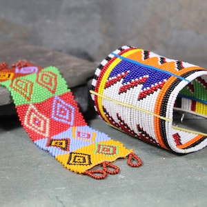 Choice of 2 Vintage Masai Cuff Bracelets | Beaded Masai Bracelets | Hand Made African Cuff Bracelet Choice of Design | Bixley Shop