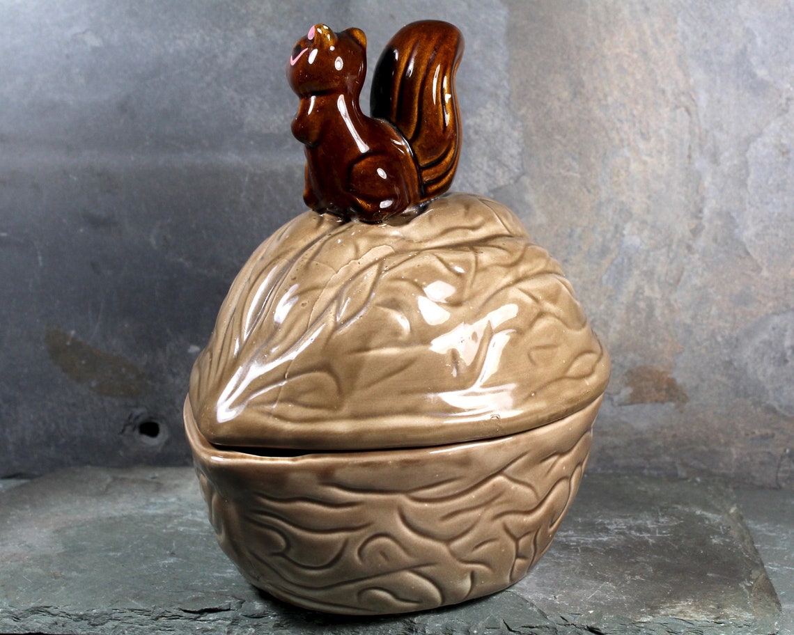 Vintage Walnut and Squirrel Candy Dish Autumnal Candy Dish Etsy