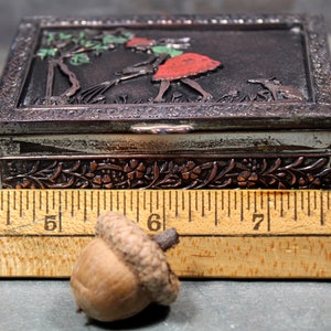 Japanese Metal Box with Wood Lining Made in Japan Girl in Garden Copper Plated Trinket Box Bixley Shop image 9
