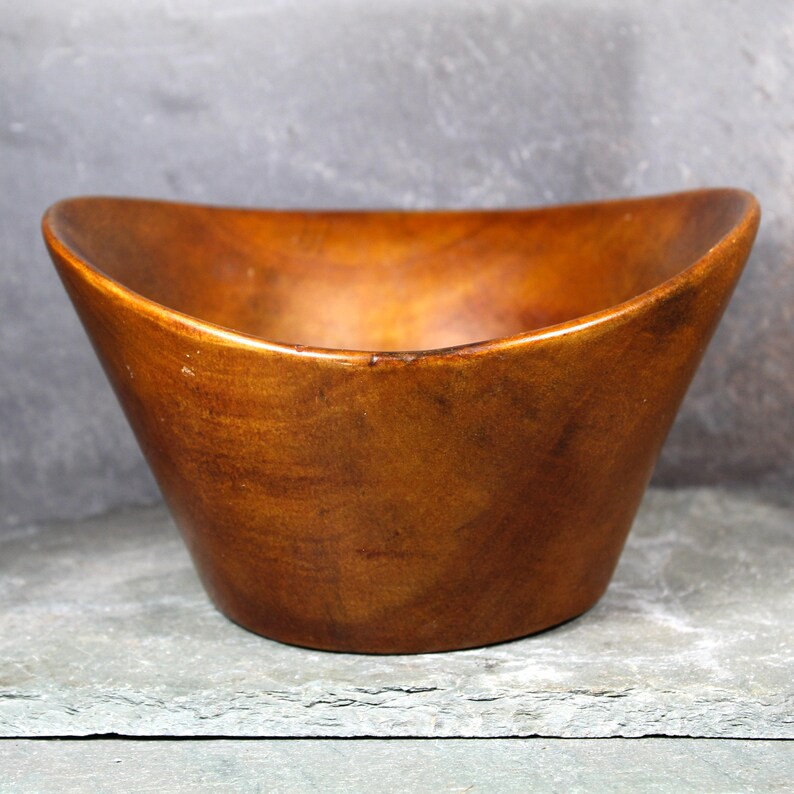 Vintage Mid-Century Carved Wooden Bowl David Auld Style Small Wooden Bowl Scandinavian Style Solid Wooden Bowl Bixley Shop image 9