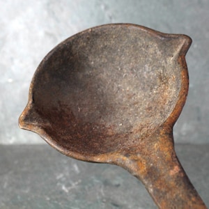 Antique SWETT Cast Iron Smelter&#39;s Ladle | 15&quot; Blacksmith&#39;s Ladle | Circa late 1800s/early 1900s | Rustic Industrial Decor | Bixley Shop