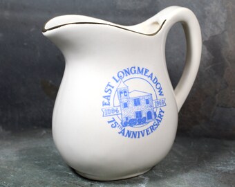 Vintage East Longmeadow, Massachusetts Souvenir Ceramic Pitcher | 1969 Commemorative Souvenir | Massachusetts Souvenir | Bixley Shop