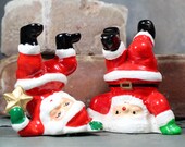 Vintage Ceramic Upside Down Santa Ornaments Set of 2 Circa 1970s Vintage Christmas Decor FREE SHIPPING
