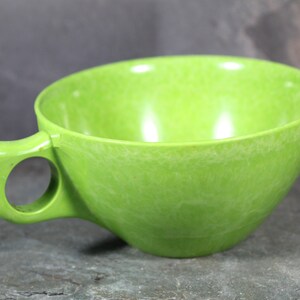 Set of 2 Mid-Century Melmac Cups in Celery Green Color-Flyte Bright Green Cups Bixley Shop image 3