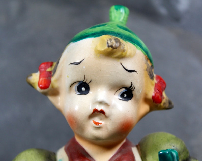 Vintage Artist 8 Ceramic Figure by Chase, circa 1950s Made in Japan Girl on Her Way to Art Class Bixley Shop image 1