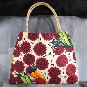 sac à main tissé vintage avec revêtement en tissu coloré | Africain ? Tissé main, cousu main | Mode Africaine | Boutique Bixley