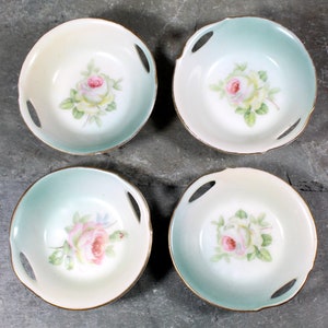 Set of 4 Prince Regent China Bavarian Porcelain Salt Dishes Antique German Porcelain Small Bowl Rose Dish Early 1900s Bixley Shop image 1