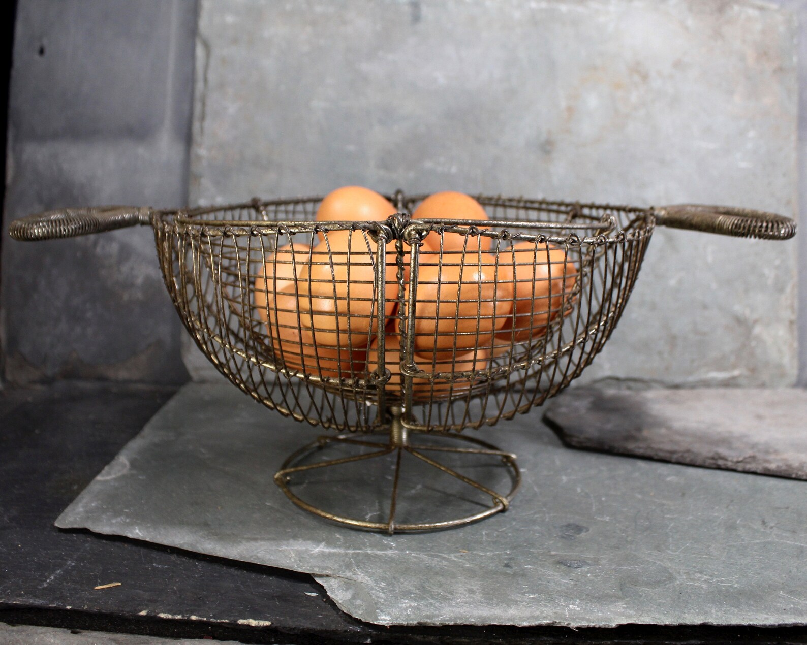 Egg Collecting Basket Vintage Patina Antique French Farm Etsy
