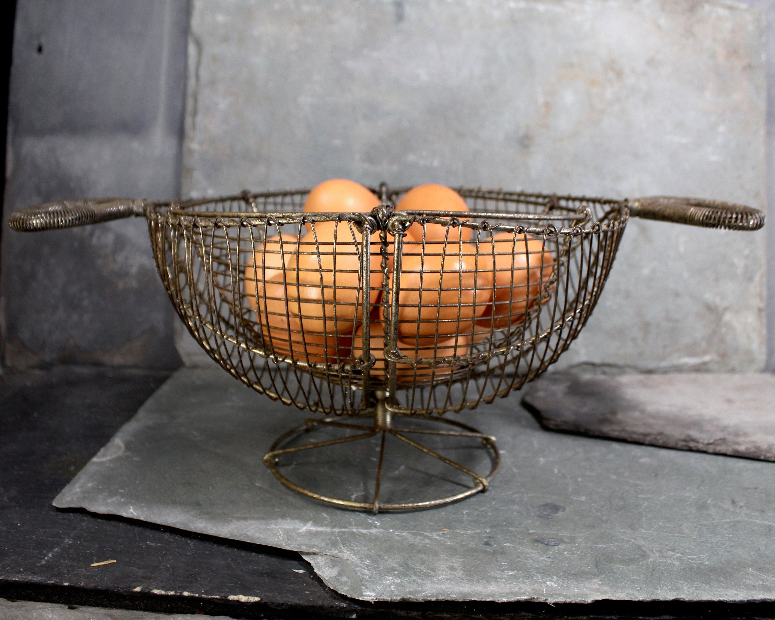 Egg Collecting Basket Vintage Patina Antique French Farm Etsy
