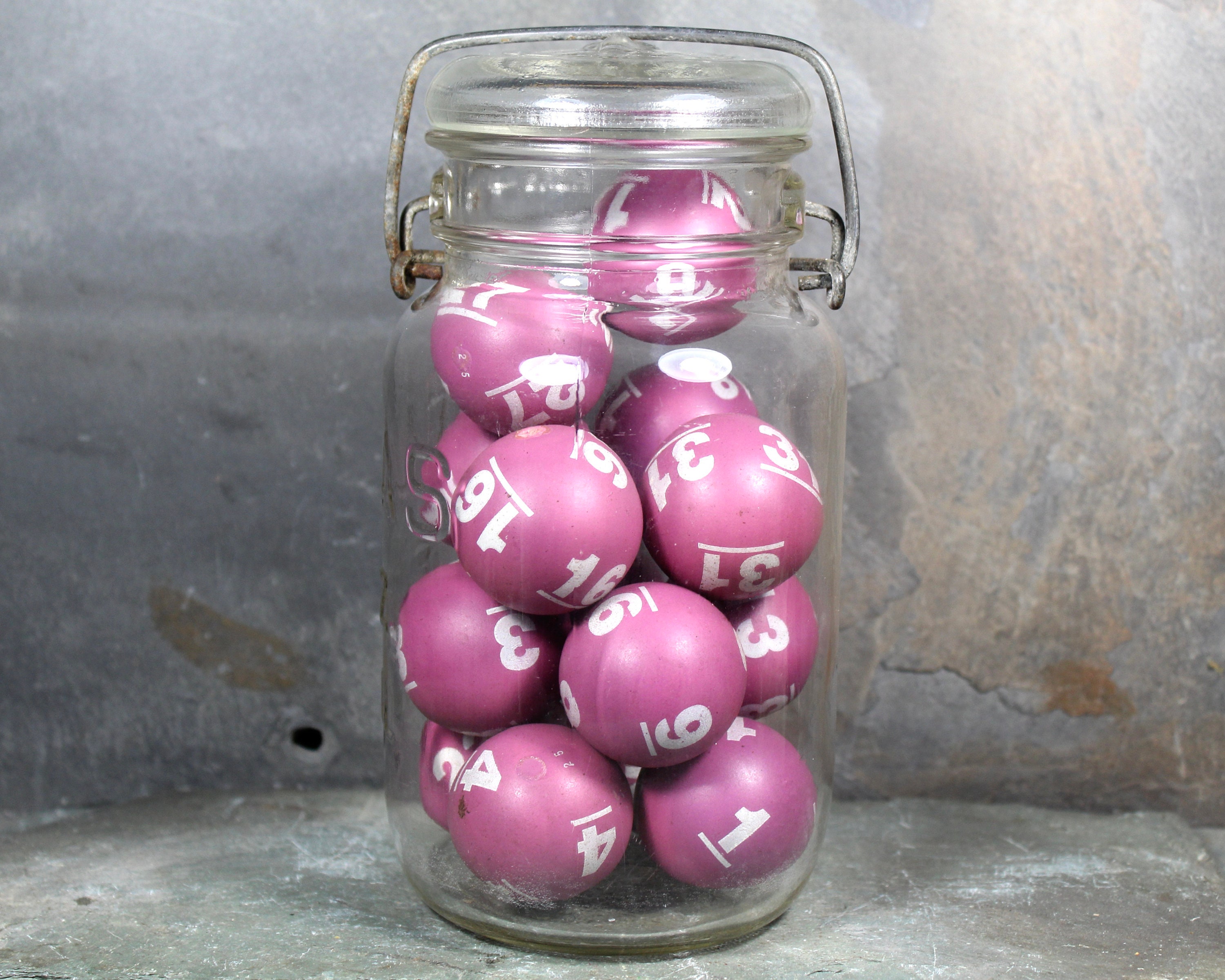 Vintage Bingo Balls in a Mason Jar Unusual Pop of Color Etsy
