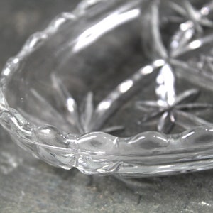Anchor Hocking Clear Boat Glass Dish Candy/Relish Oblong Dish or Trinket Dish Pressed Glass Starburst Pattern Bixley Shop image 5
