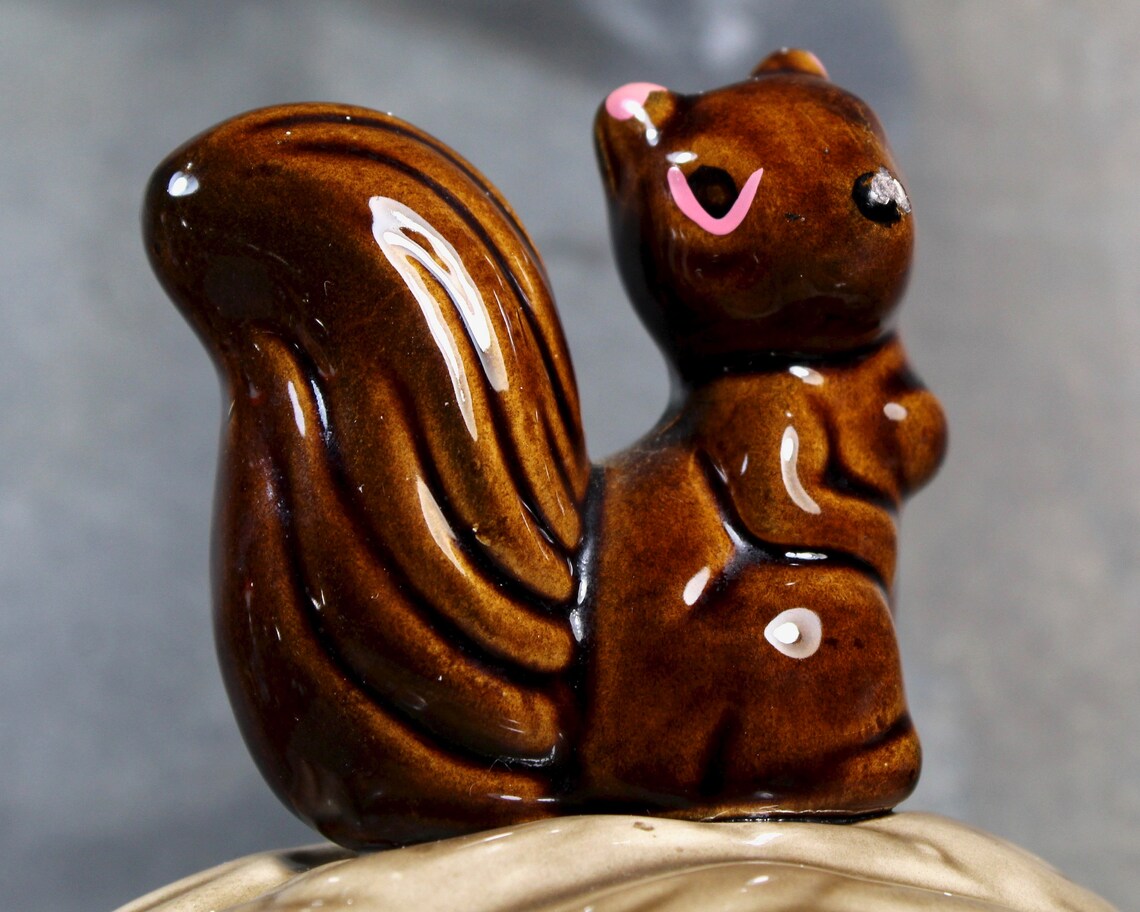 Vintage Walnut and Squirrel Candy Dish Autumnal Candy Dish Etsy