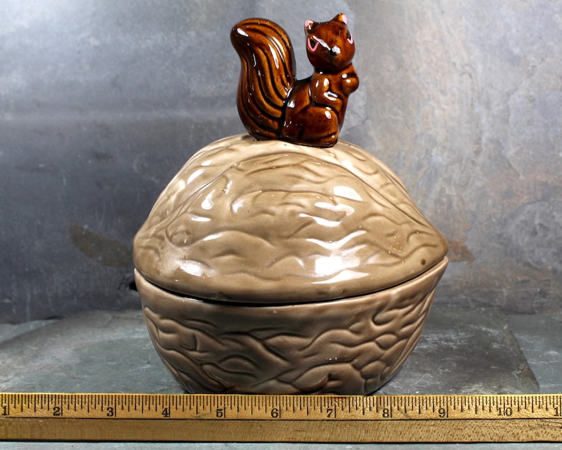 Vintage Walnut and Squirrel Candy Dish Autumnal Candy Dish Etsy