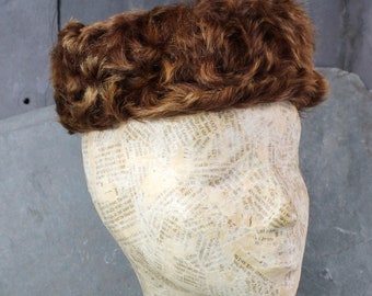 Vintage Faux Fur Pill Box Hat Dark Brown JACOLL Hats 1940s  display picture 2