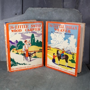 1928 Children of All Lands Books by Madeline Brandeis | Set of 2 Antique Chidlren&#39;s Books| Bixley Shop