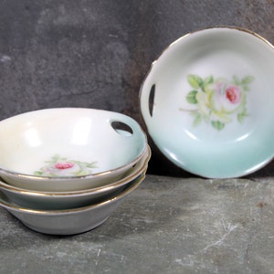 Set of 4 Prince Regent China Bavarian Porcelain Salt Dishes Antique German Porcelain Small Bowl Rose Dish Early 1900s Bixley Shop image 2