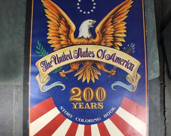 RARE! GIANT! Bicentennial Coloring Book | 1975 United States 200 Years Story Coloring Book | Giant 19 1/2&quot; x 15&quot; Unused Coloring Book