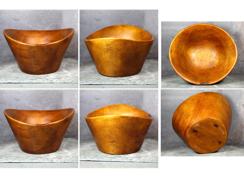 Vintage Mid-Century Carved Wooden Bowl David Auld Style Small Wooden Bowl Scandinavian Style Solid Wooden Bowl Bixley Shop image 7