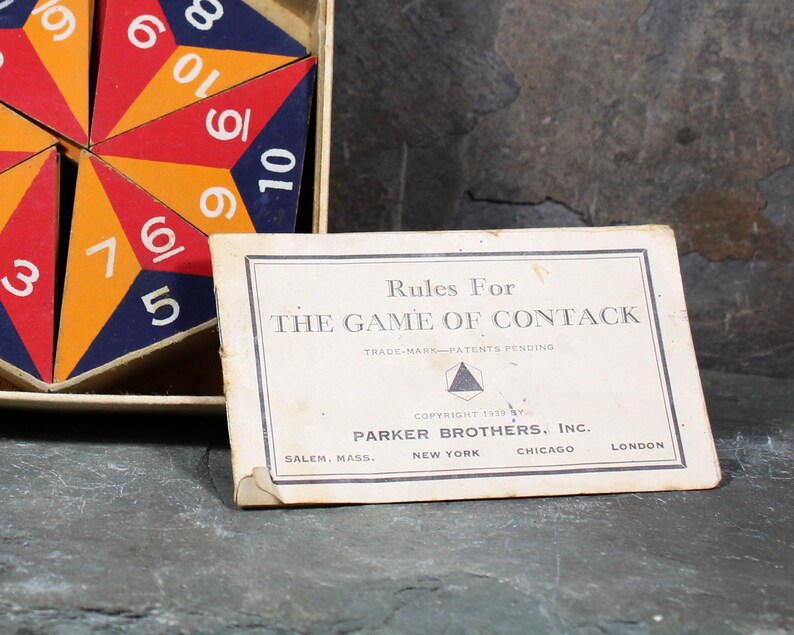 1939 Contack Game by Parker Brothers | Antique Triominoes-style Game ...
