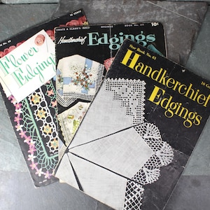 Set of 3 Crochet Doily & Edgings Pattern Books | 1948-1955 | Vintage Needlework Pattern Books