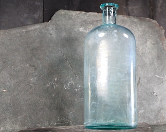 Antique Large Bottle | WT & Co Pale Blue Green Bottle | Vintage Apothecary | Rustic Decor | Bixley Shop