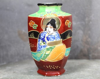 Mini Satsuma Moriage Vase | Japanese Enameled Bud Vase | Hand Painted TT Made in Japan | Vintage Asian Decor | Bixley Shop