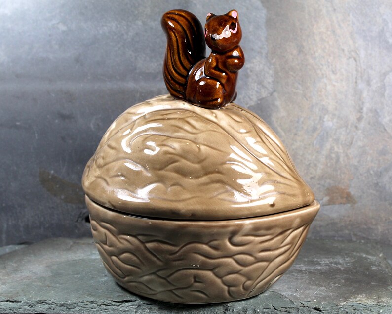Vintage Walnut and Squirrel Candy Dish Autumnal Candy Dish Etsy