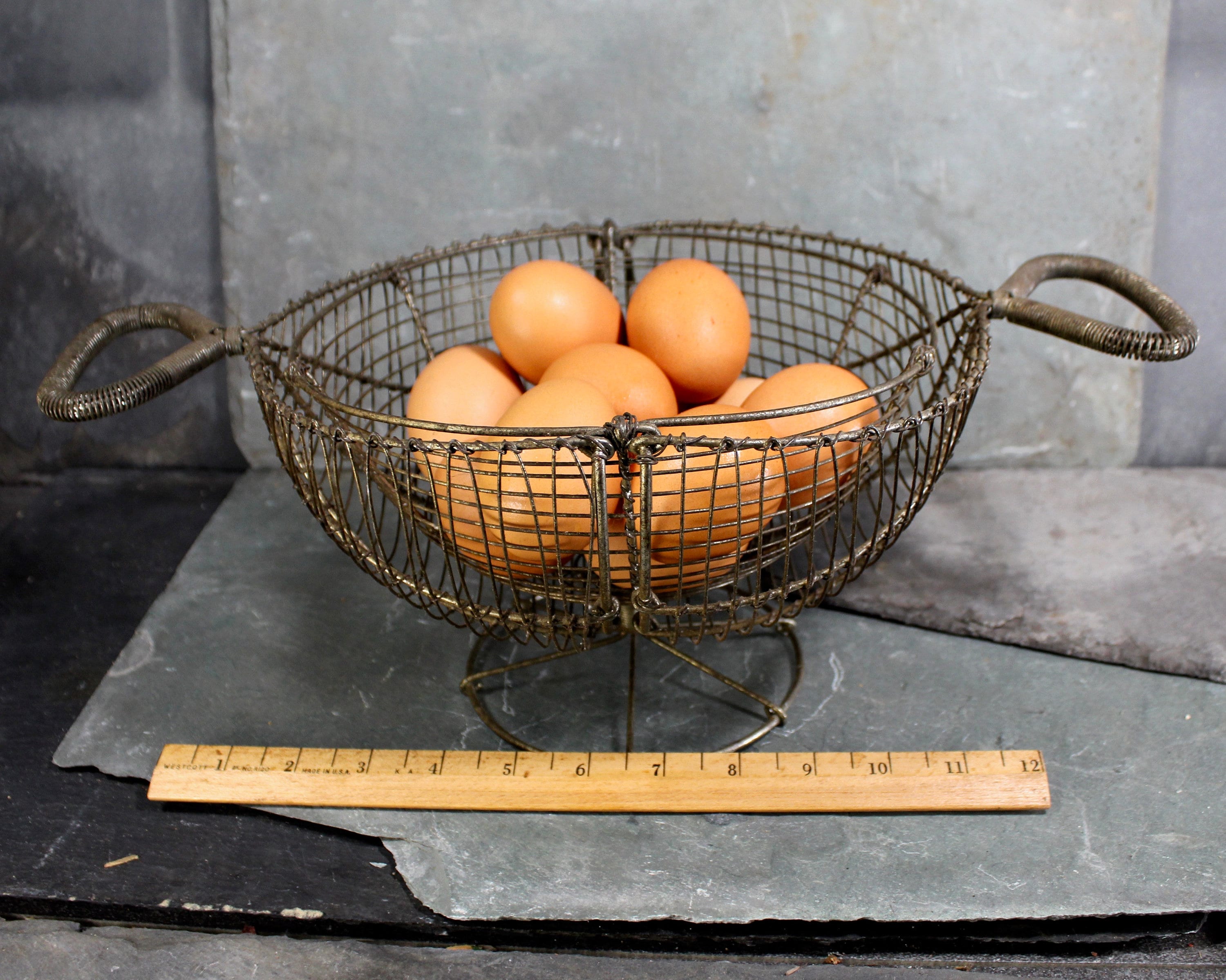 Egg Collecting Basket Vintage Patina Antique French Farm Etsy