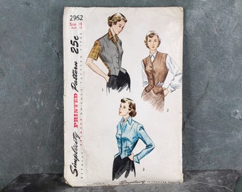 1949 Simplicity #2962 Weskit & Jacket Pattern | Two Women's Sizes - 14 or 20 | Cut, Complete Pattern | Bixley Shop