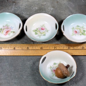 Set of 4 Prince Regent China Bavarian Porcelain Salt Dishes Antique German Porcelain Small Bowl Rose Dish Early 1900s Bixley Shop image 6