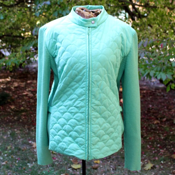 Sigrid Olsen Mint Green Jacket - Vintage Jacket - Quilted