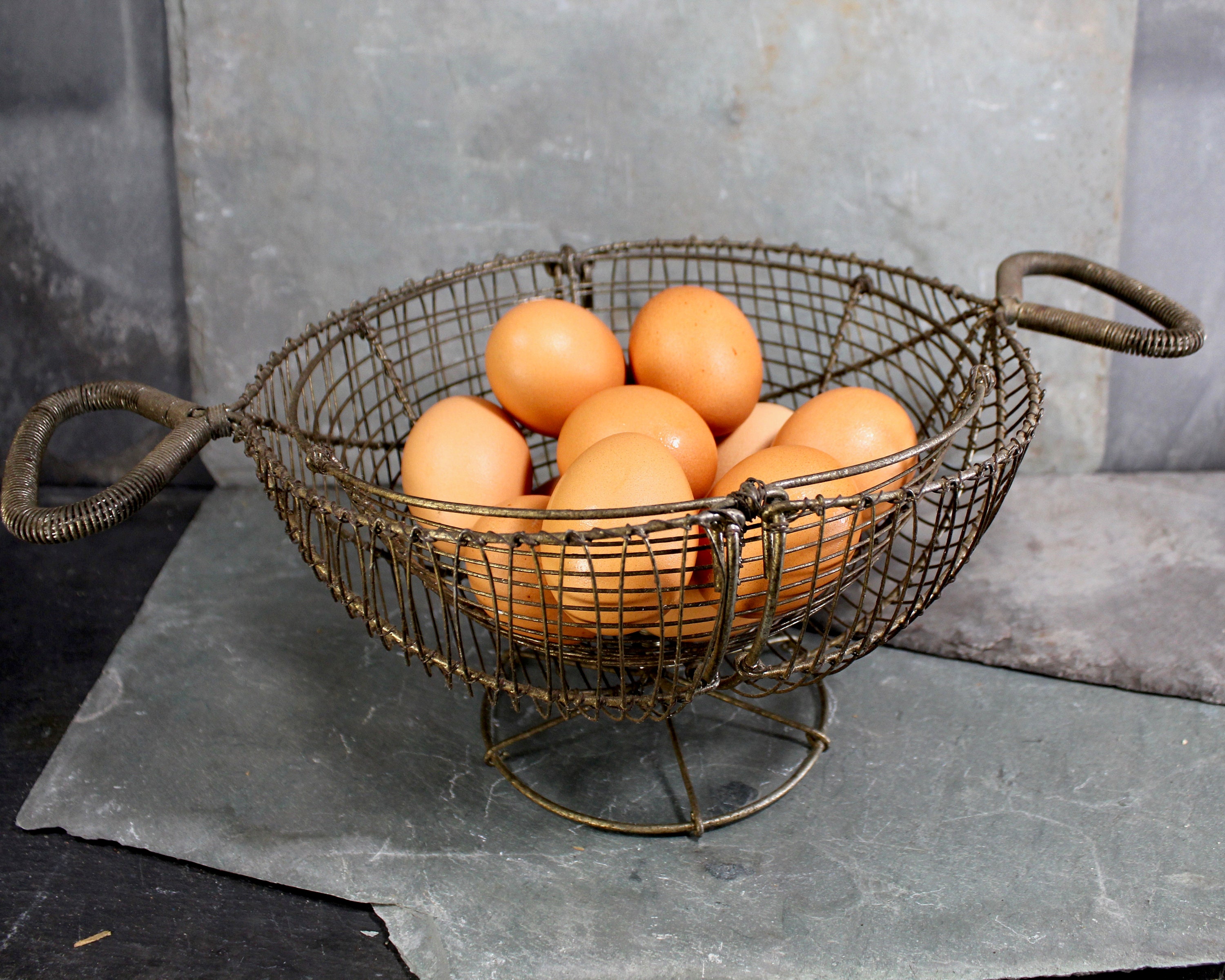 Egg Collecting Basket Vintage Patina Antique French Farm Etsy