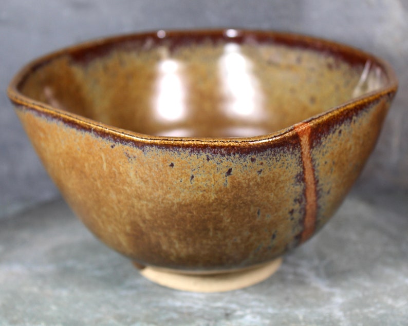 Studio Pottery Soup Bowl 5 1/4 New England Pottery Trinket Bowl Art Pottery Brown and Rust Colored Stoneware Bowl Bixley Shop image 3