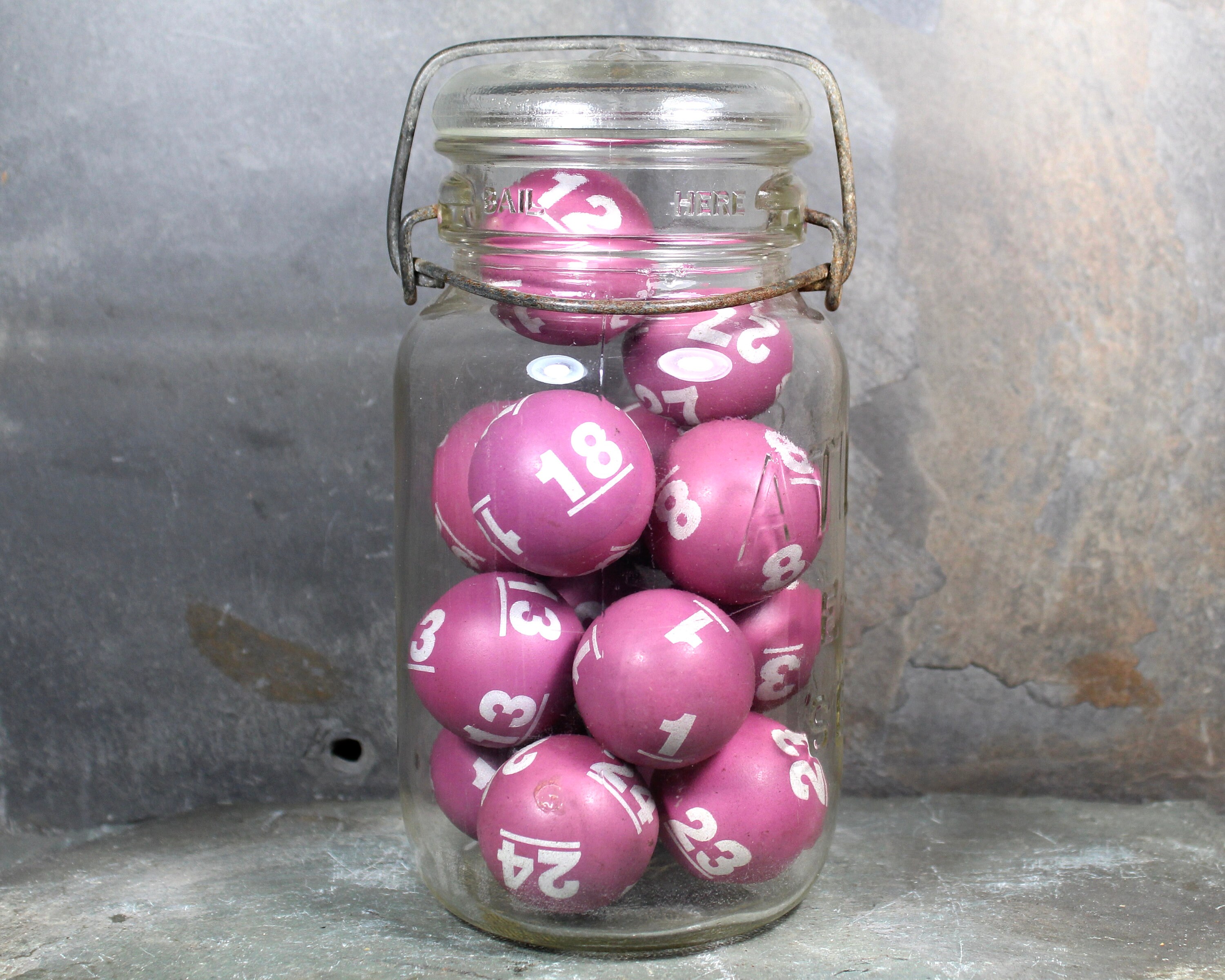 Vintage Bingo Balls in a Mason Jar Unusual Pop of Color Etsy