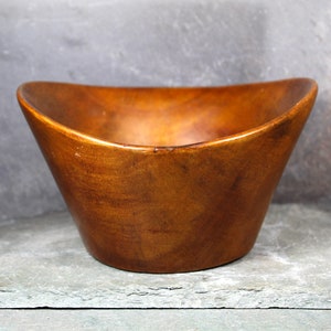 Vintage Mid-Century Carved Wooden Bowl David Auld Style Small Wooden Bowl Scandinavian Style Solid Wooden Bowl Bixley Shop image 2