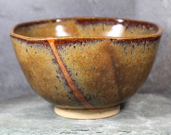 Studio Pottery Soup Bowl | 5 1/4" New England Pottery Trinket Bowl | Art Pottery Brown and Rust Colored Stoneware Bowl | Bixley Shop