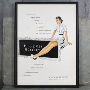 1950s Phoenix Hosiery Advertisement from Milwaukee, WI UNFRAMED Vintage Advertising Page Women's 1950s Fashion Ad Bixley Shop image 2