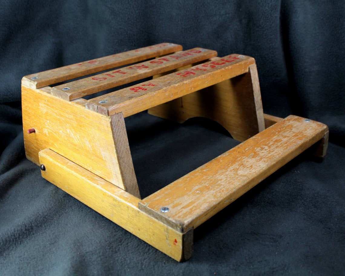 Vintage Children's Step Stool and Chair Wooden Etsy