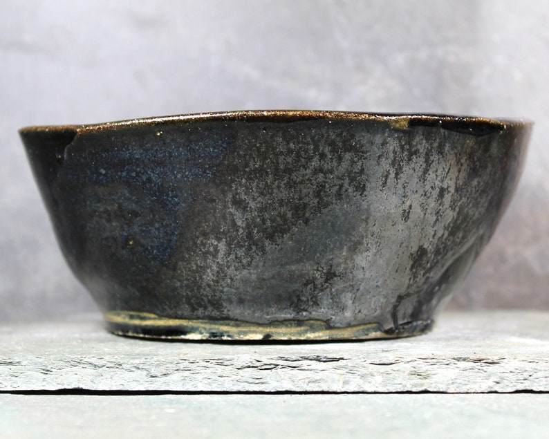 Studio Pottery Trinket Bowl 5 New England Pottery Trinket Bowl Art Pottery Black Colored Stoneware Bowl Bixley Shop image 2