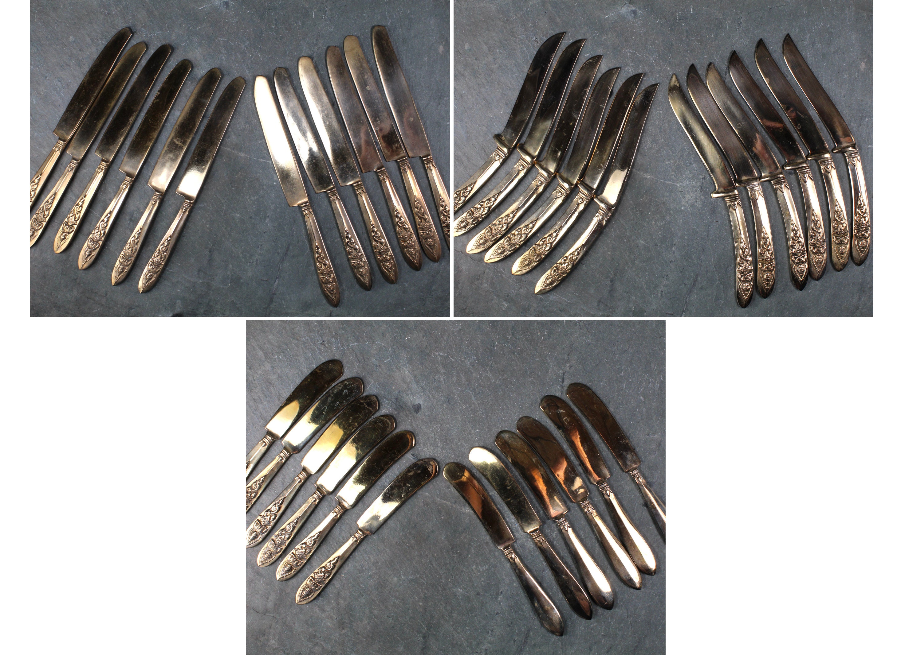 145 Piece Bronze Flatware From Thailand Twelve 11 Piece Etsy