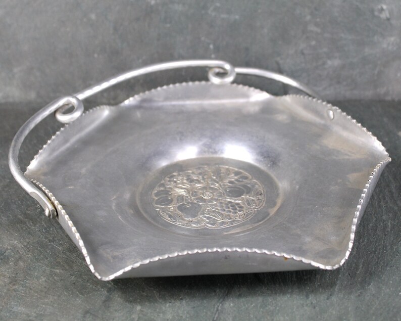 Vintage Cromwell Aluminum Serving Basket Vintage Decorative Aluminum Tray Circa 1950s Bixley Shop image 4