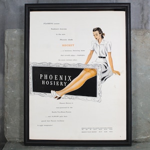 1950s Phoenix Hosiery Advertisement from Milwaukee, WI UNFRAMED Vintage Advertising Page Women's 1950s Fashion Ad Bixley Shop image 1