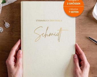 Stammbuch Leinen personalisiert Familienstammbuch mit Innenseiten | Beige/Creme | Hochzeit Standesamt Dokumente | DIN A4 und Klassisch