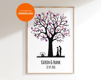 Libro de visitas boda árbol de bodas lienzo arbre à empreinte mariage papel premium árbol de huellas dactilares regalo acabado árbol de bodas