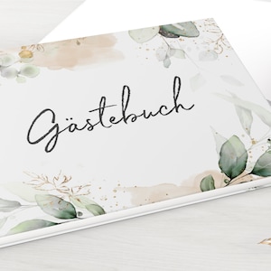 G\u00e4stebuch Hochzeit mit Fragen Kraftpapier Boho Marsala Individuell personalisiert wei\u00dfe Seiten Blumendeko Aquarell