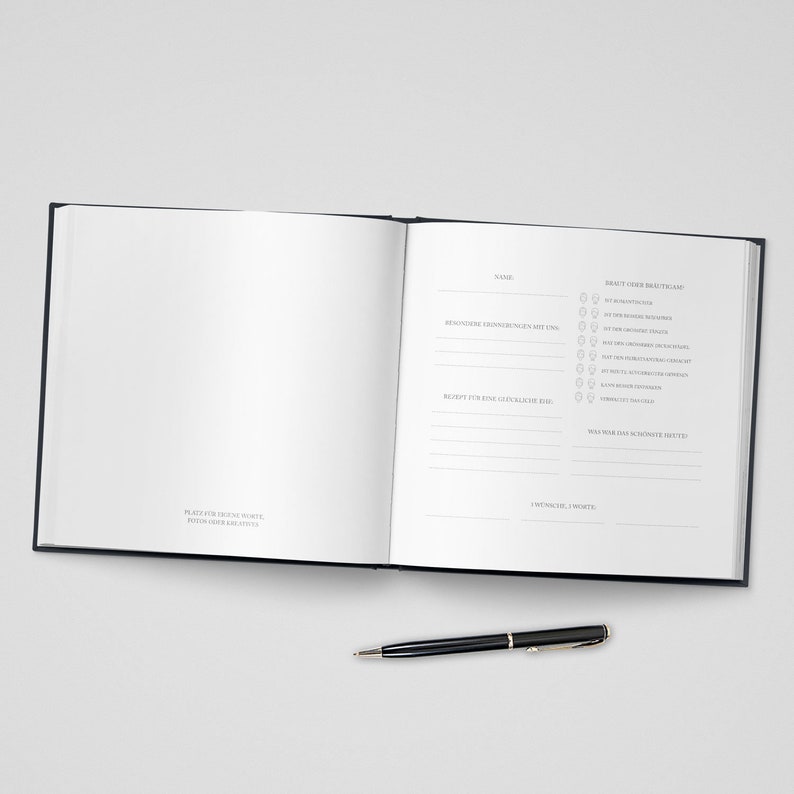 Guestbook wedding with and without questions photo book precious romantic gold rose gold silver copper finishing deluxe black