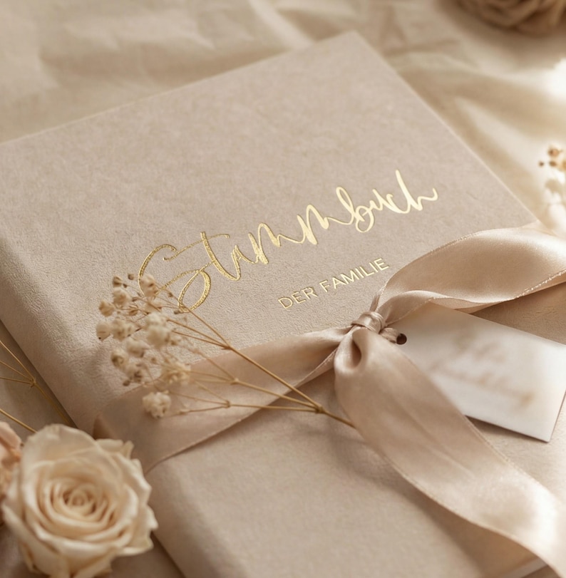 Emboss In/register Family Register in Velvet Velour Beige – Civil Ceremony Wedding ...