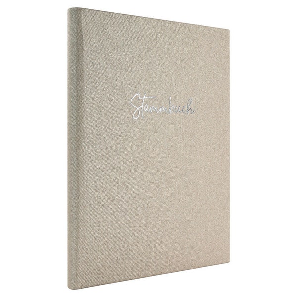 Stammbuch der Familie - Premium Leinen Beige Gold mit Perlweiß Veredelung - Hardcover mit Ringmechanik, inkl Register (15x22 cm, klassisch)