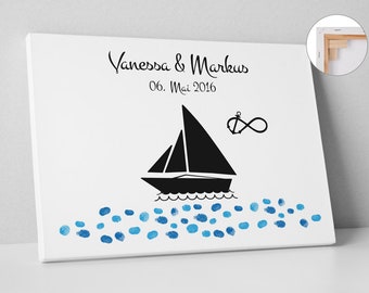 Guestbook Wedding Weddingtree Canvas Premium Paper Fingerprint Tree Gift Maritime Sailboat Personalized Refined