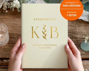 Personalized linen family register with inside pages | Beige | Linen | Registry Office Wedding Binder | DIN A4 & Classic